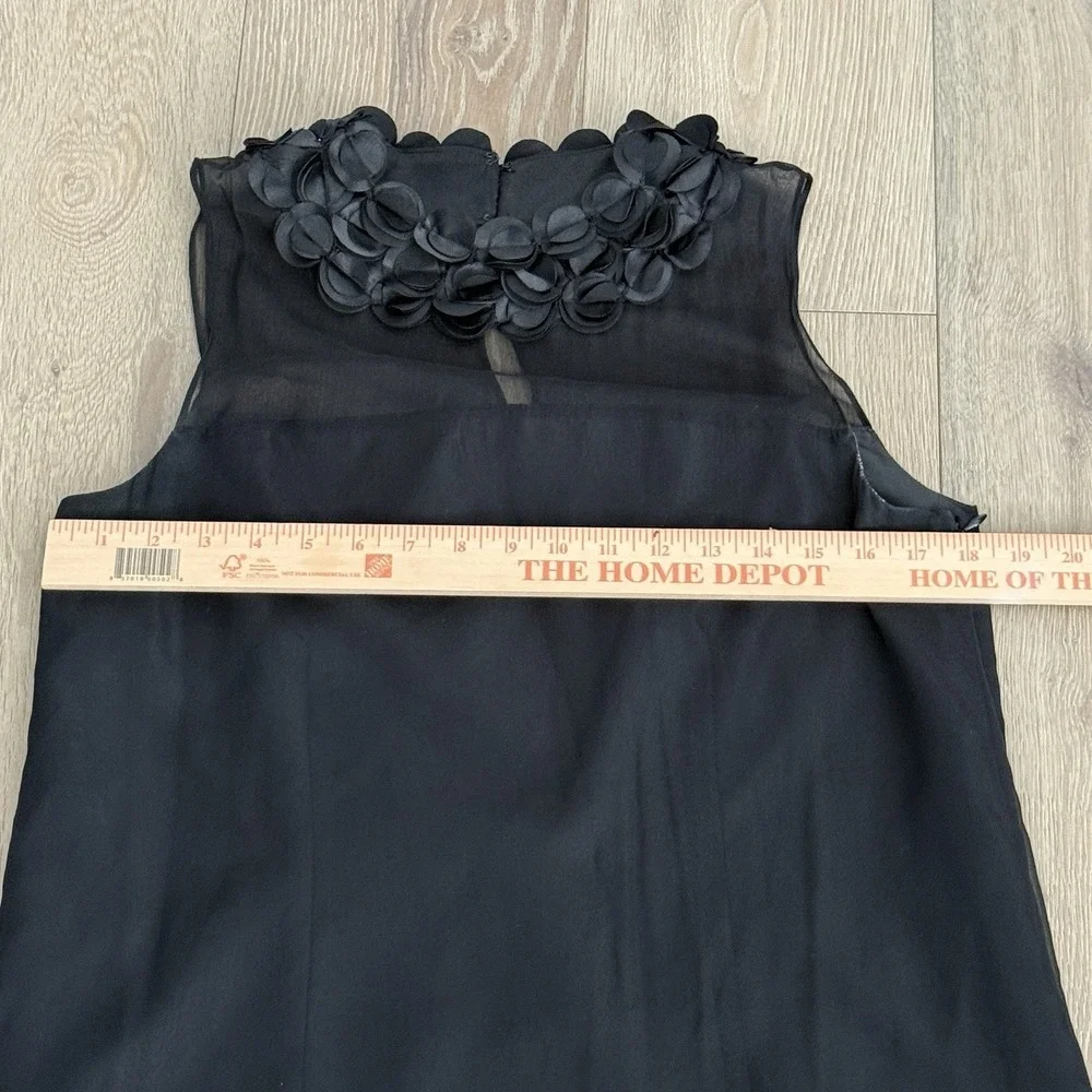 Taylor Black Silk LBD Petal Collar&Hem Shift‎ Dress Womens 10 Sheer Whimsigoth